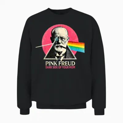 Funny Pink Freud: the Dark Side of Your Mother - Psychology T-Shirt, Black Unisex Sweatshirt - Black