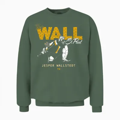 Jesper Wallstedt - the Wall of St. Paul - Minnesota Hockey Unisex Sweatshirt - Military Green