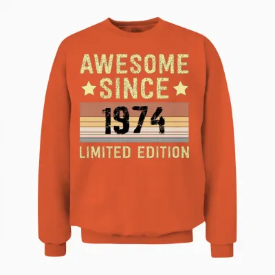 Awesome Since 1974 Birthday Unisex Sweatshirt - Orange