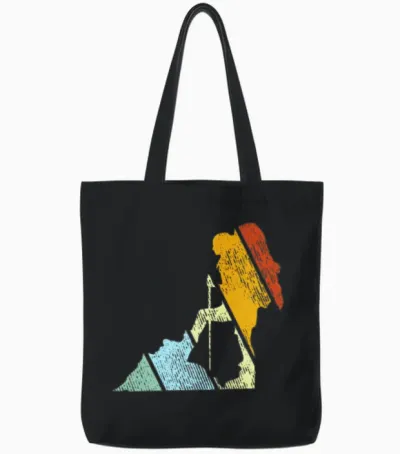 Hiking Retro Tote Bags - Black