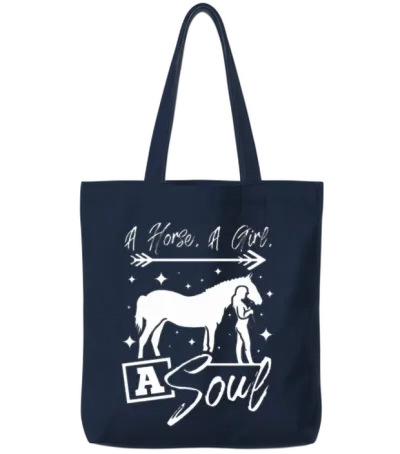 A Horse a Girl a Soul Horse Lover Tote Bags - Navy