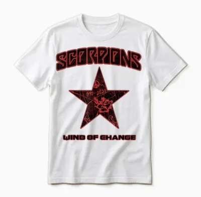Offizielle Scorpions Wind of Change Schwarz Unisex T-Shirt - White