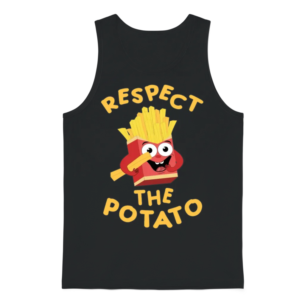Respect the Potato Funny Unisex Tank Top - Black