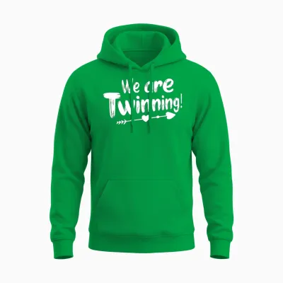 We Are Twinning Funny Saying Twin Lovers Twin Unisex Hoodie - Irish Green