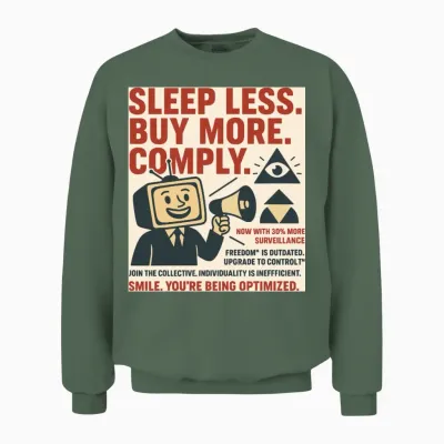 Satirical Surveillance Protest Design Unisex Sweatshirt - Military Green