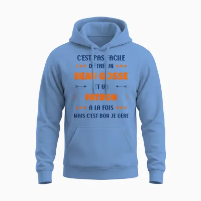 Departure Craft Super Boss Humour Handsome Kid Boss T-Shirt, White, S Unisex Hoodie - Carolina Blue