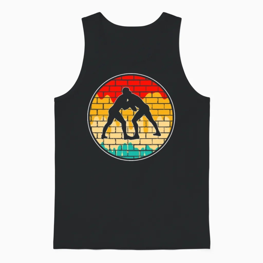 Wrestling Retro Unisex Tank Top in Black