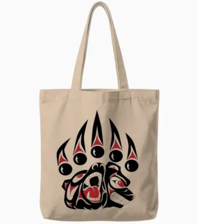 Native American Bear Claw Gift Tote Bags - Natural