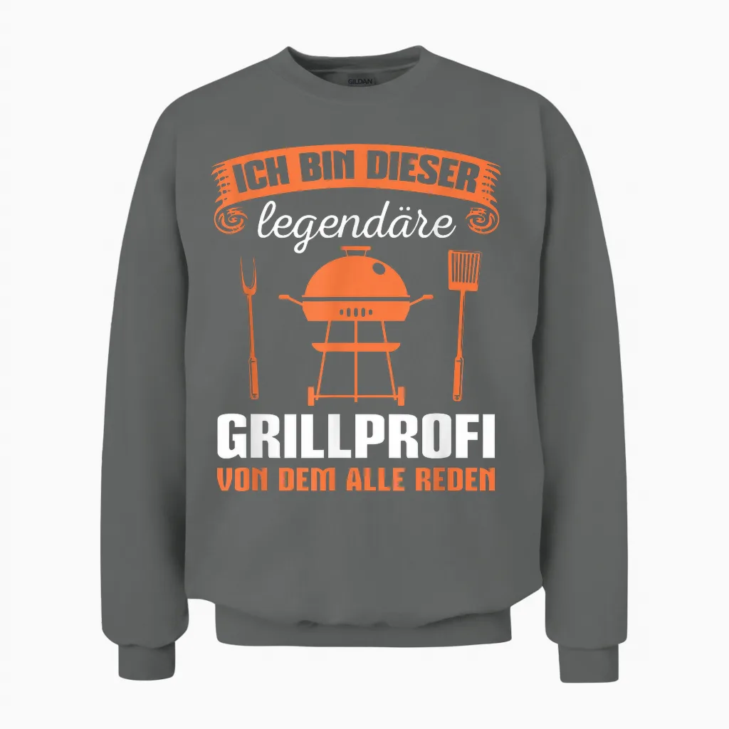 Herren Grillen Bbq Party Grillsaison Legendärer Grillprofi Unisex Sweatshirt in Graphite Heather