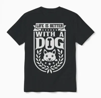 Better with a Dog Unisex T-Shirt - Black