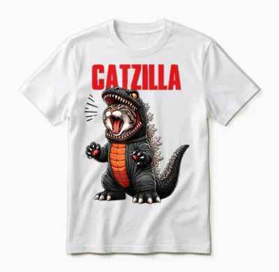 Cute Kitty Catzilla T-Shirt for Cat Moms & Dads Unisex T-Shirt - White