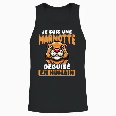 Je Suis Une Marmot Disguised as a Human Unisex Tank Top - Black