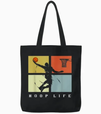 Basketball Hoop Life Player Retro Gift Men Boys Tote Bags - Black