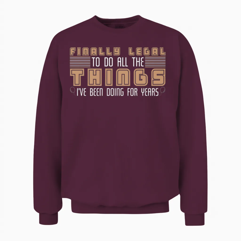 21st Birthday Adult Age Anniversary Unisex Sweatshirt in Maroon