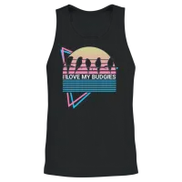 Budgie Parakeet Retro Unisex Tank Top - Black – 2