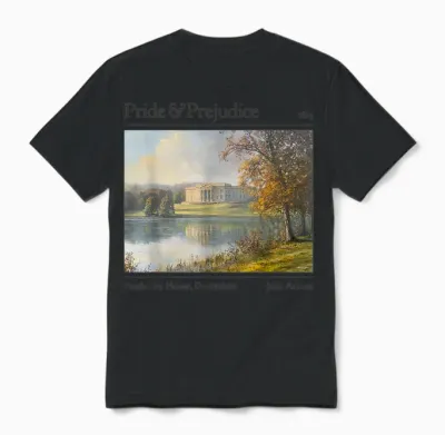 Jane Austen Pemberley 250th Anniversary Pride and Prejudice T-Shirt, Black, S Unisex T-Shirt - Black