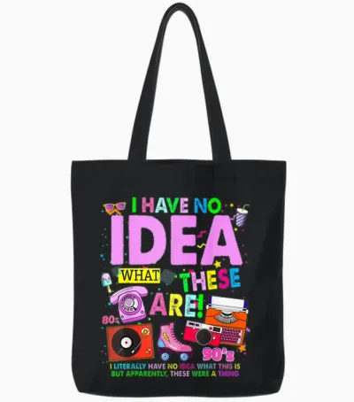 90s 80s 80s Outfit Idea for Kids Girls Novelty 80s Theme T-Shirt, Black, S Tote Bags - Black