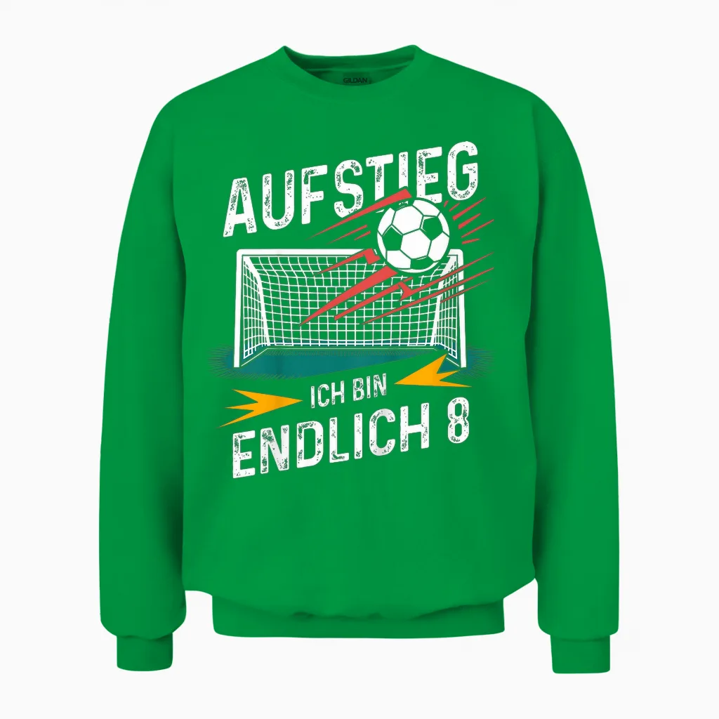 Kinder 8. Geburtstag Junge Fußball 8 Jahre Spruch Unisex Sweatshirt in Irish Green