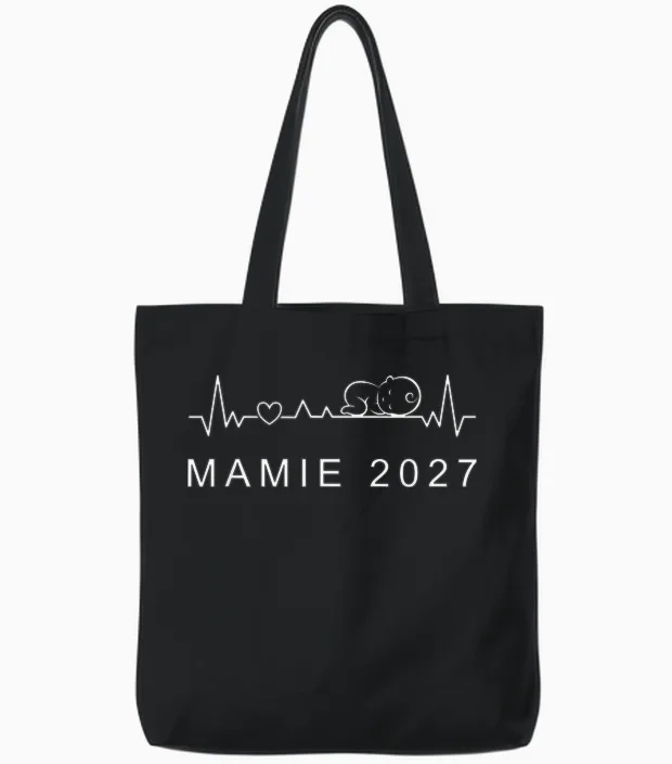 Mamie 2027 Battement De Cœur Annonce Grossesse Tote Bags in Black