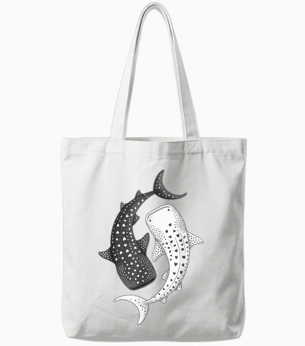 Walhai Yin Yang Meeresbiologie Tote Bags in White
