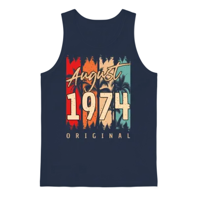 Retro August 1974 Unisex Tank Top - Navy