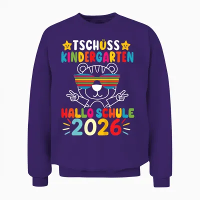 Kinder Tschüss Kindergarten Hallo Schule Kita Abgänger 2026 Tigerin Unisex Sweatshirt - Purple