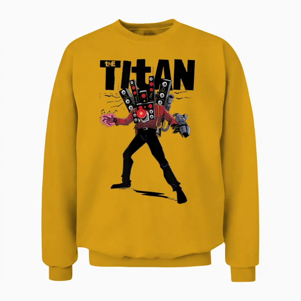 Skibidi Toilet Titan Speakerman High Voltage Unisex Sweatshirt in Gold