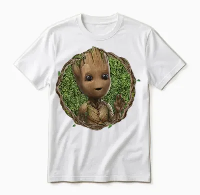 Marvel Studios I Am Groot Wave T-Shirt, Black Unisex T-Shirt - White
