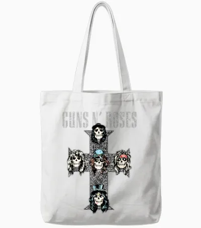 Guns N' Roses Official Vintage Cross Tote Bags - White
