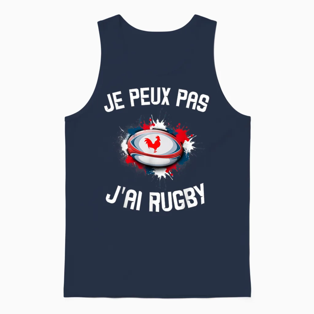 Children's Rugby Jersey "je Peux Pas J'ai Rugby" Unisex Tank Top in Navy