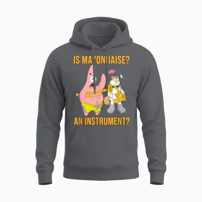 Mademark X Spongebob Squarepants - Patrick & Sandy - Is Mayonnaise an Instrument? Unisex Hoodie - Charcoal