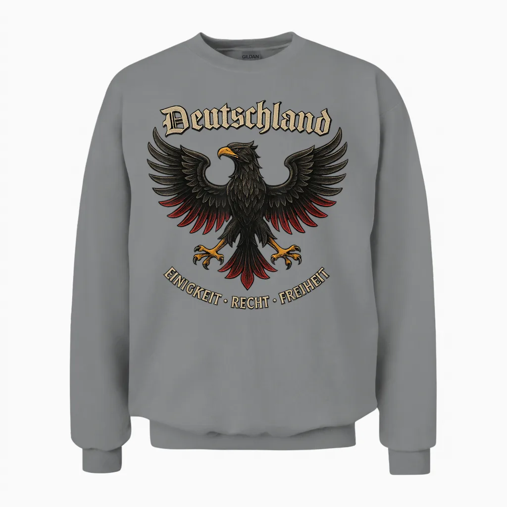 T-Shirt with German Eagle Retro Unity Right Freedom Unisex Sweatshirt in Sport Grey