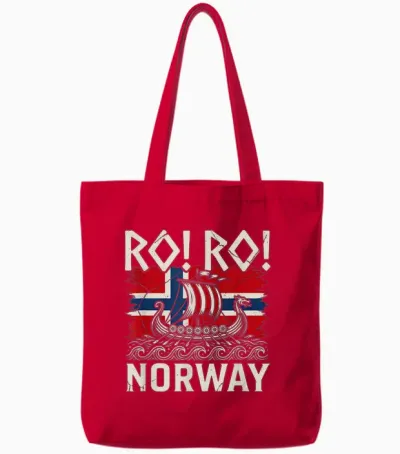 Ro Ro Norwegian Viking Ship Norway Flag Culture Row Country Tote Bags - Red