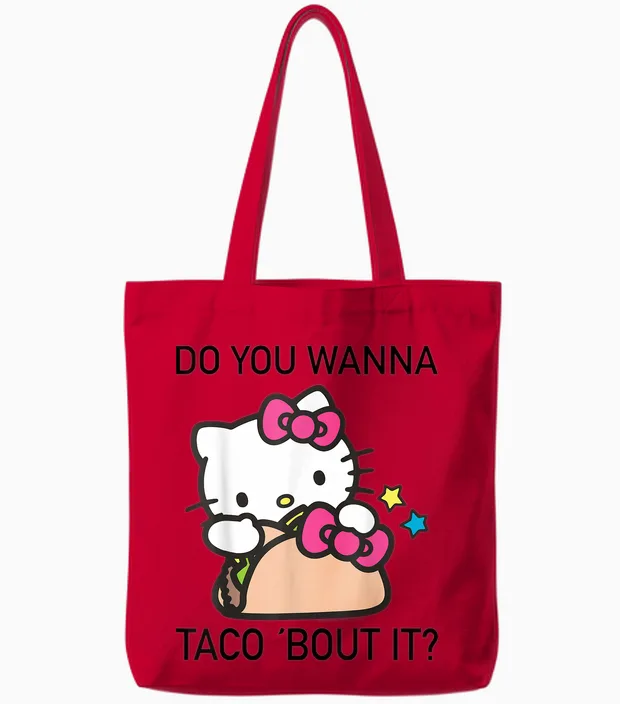Hello Kitty "taco 'bout It" Cat Lovers Tote Bags in Red