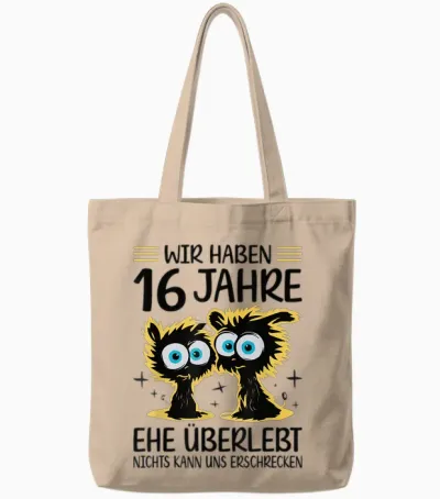 16 Jahre Verheiratet 16. Hochzeitstag Saphirhochzeit Tote Bags - Natural