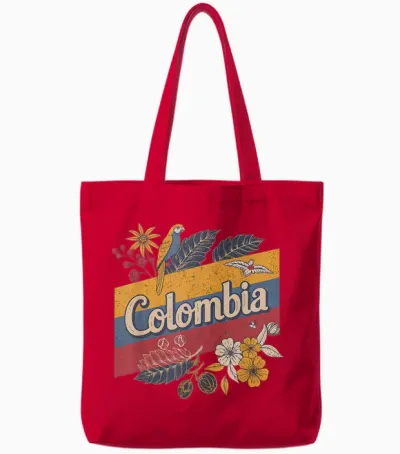 Kolumbien Hemd Retro Kolumbianische Flagge Heritage Pride Vintage Tote Bags - Red