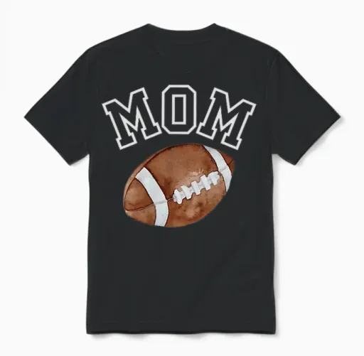 Mom of the 1 Year Old Football 1st Year Down Birthday Party Unisex T-Shirt in Black