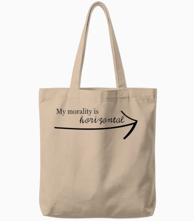 Horizontal Morality Tote Bags in Natural