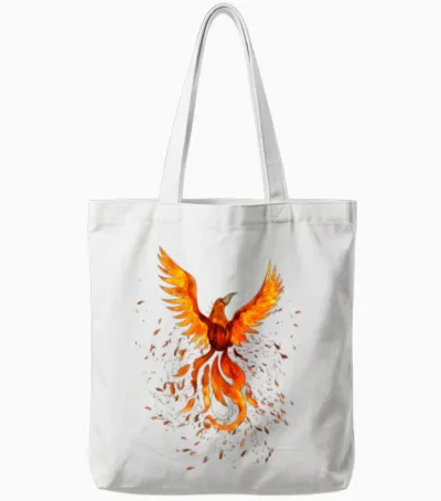 Rising Phoenix Bird Tote Bags - White