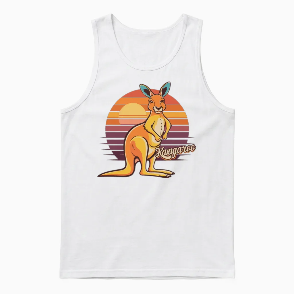 Funny Kangaroo Retro Vintage Unisex Tank Top - White