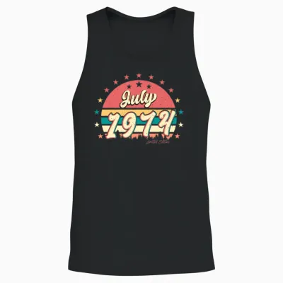 Vintage 1974 July Unisex Tank Top - Black