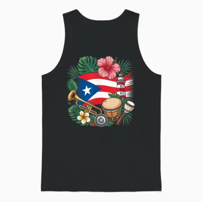 Puerto Rico Boricua Coqui Frog Taino Sun Puerto Rican Unisex Tank Top - Black
