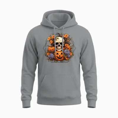 Indie Skull Design Halloween Gift Unisex Hoodie - Sport Grey