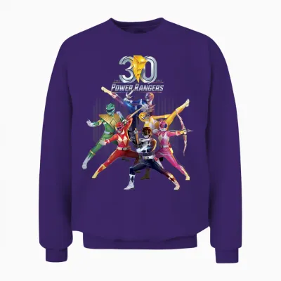 Kinder Power Rangers 30th Anniversary Mighty Morphin Vintage Unisex Sweatshirt - Purple