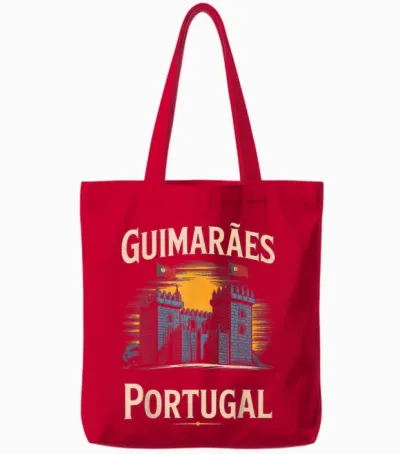Guimarães Portugal City Travel Icône Portugal Tote Bags - Red