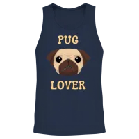 Pug Dog — Lovers Unisex Tank Top - Navy – 2