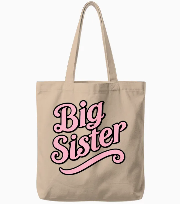 Big Sister Kids & Baby Tote Bags in Natural