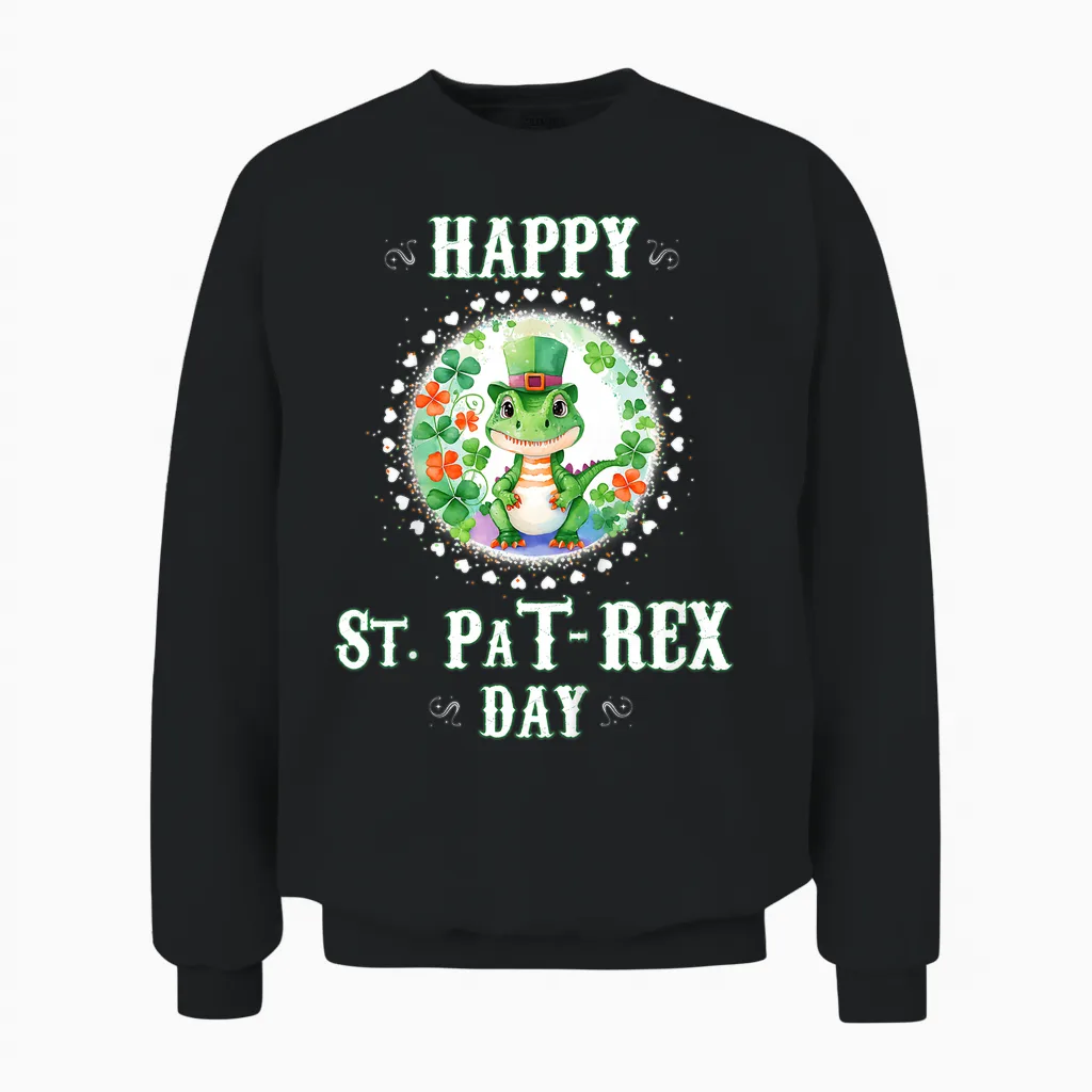 Enfant Joyeux T-Shirt Saint-Pat Trex Dinosaur La Saint-Patrick Unisex Sweatshirt in Black