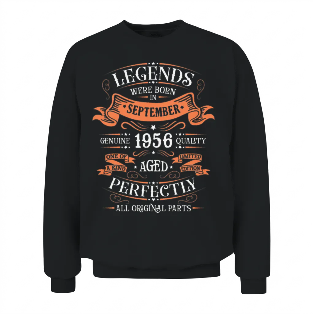 1956 Year Birthday Since September 1956 Unisex Sweatshirt - Black