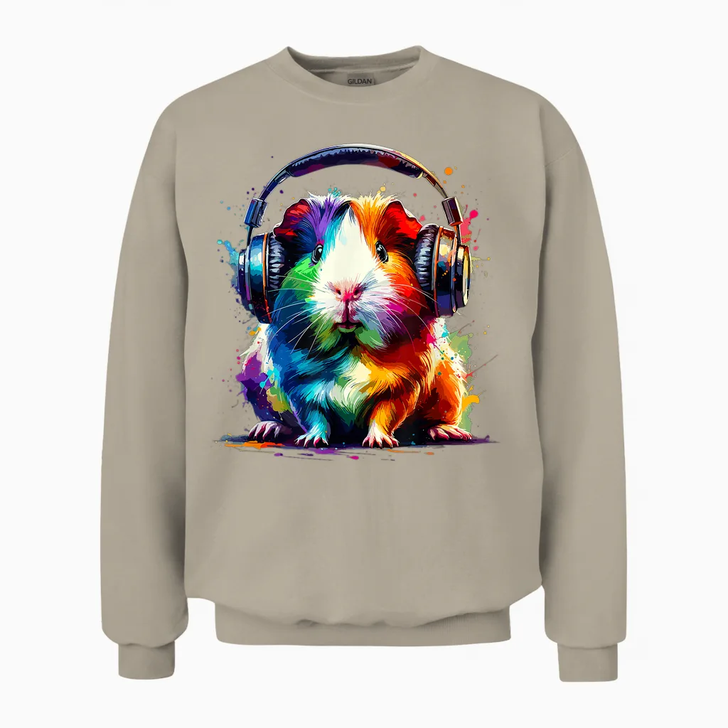 Guinea Pigs Gift for a Guinea Pig Lover Colourful Splash Art Guinea Pig Lovers Guinea Pig Unisex Sweatshirt in Sand